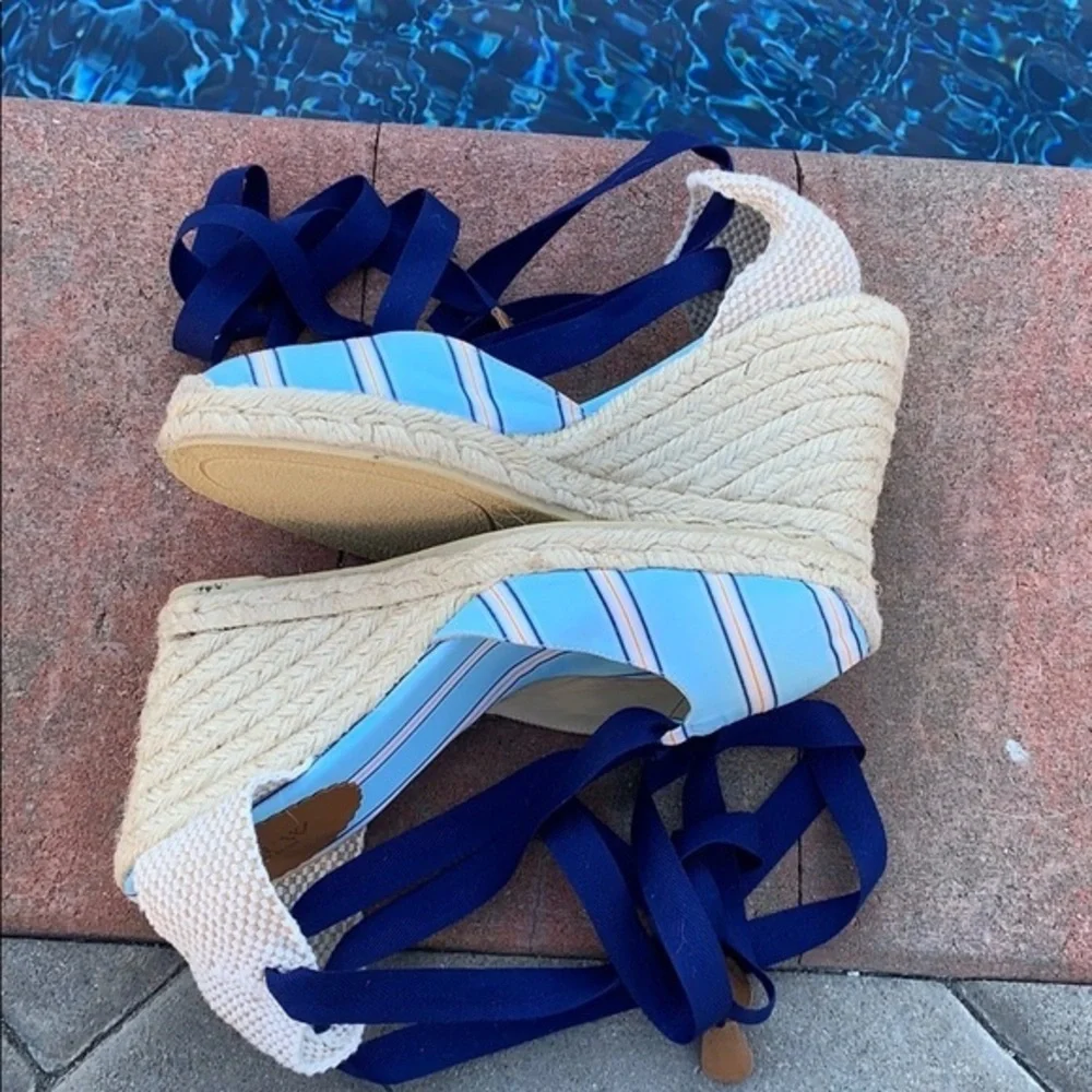 J. Crew Wedge Espadrilles Ankle Tie Size 7